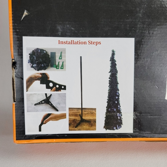 Ghost Tinsel Halloween Collapsible Pull Up Pencil Tree - 5 Ft Tall - Picture 5 of 12